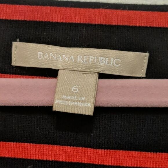 Banana Republic red navy striped dress Sz 6 - Picture 4 of 6